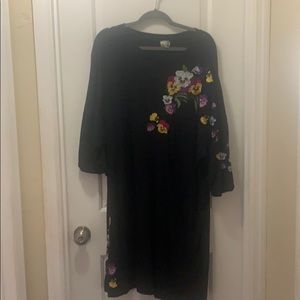 Oversized Black Embroidered Dress